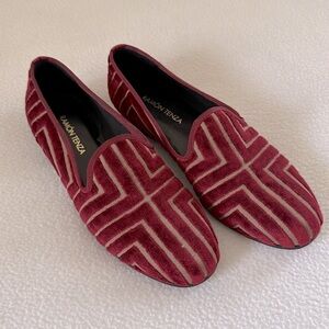 Ramon Tenza Chenille Red Velvet Loafers 7.5